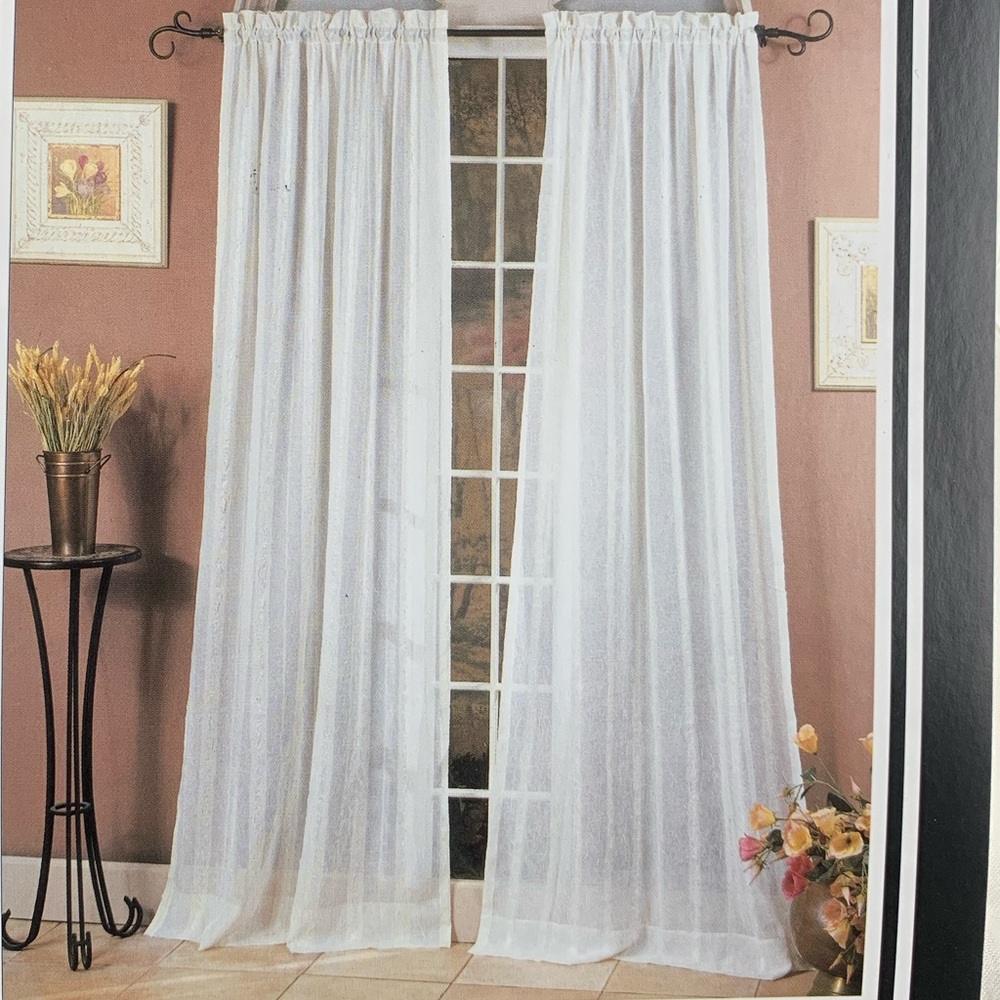 TWO New 84 inch Sheer Curtain Panels - 55” x 84”